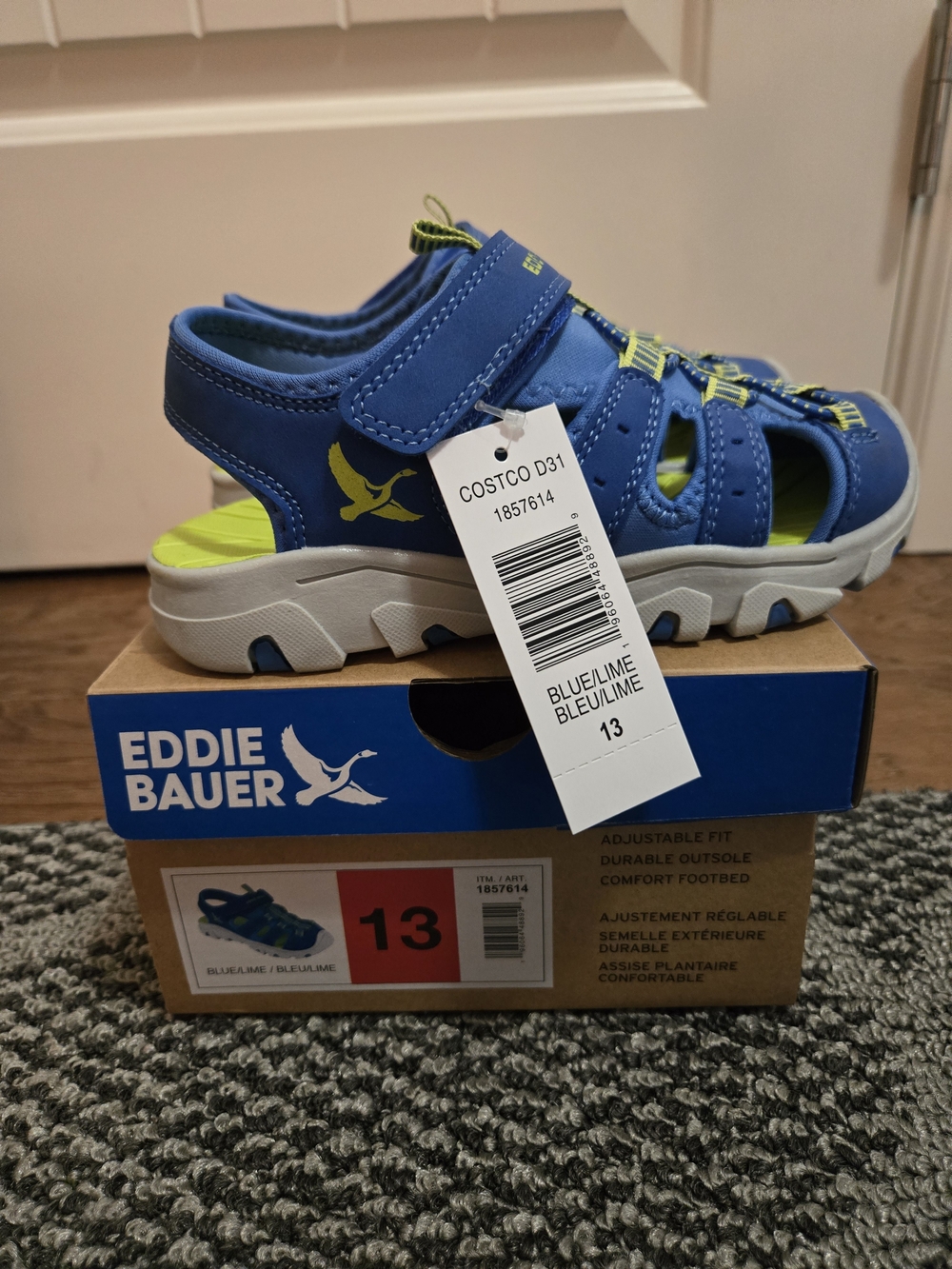 Eddie Bauer Blue and Lime Kids Sport Sandals 13K